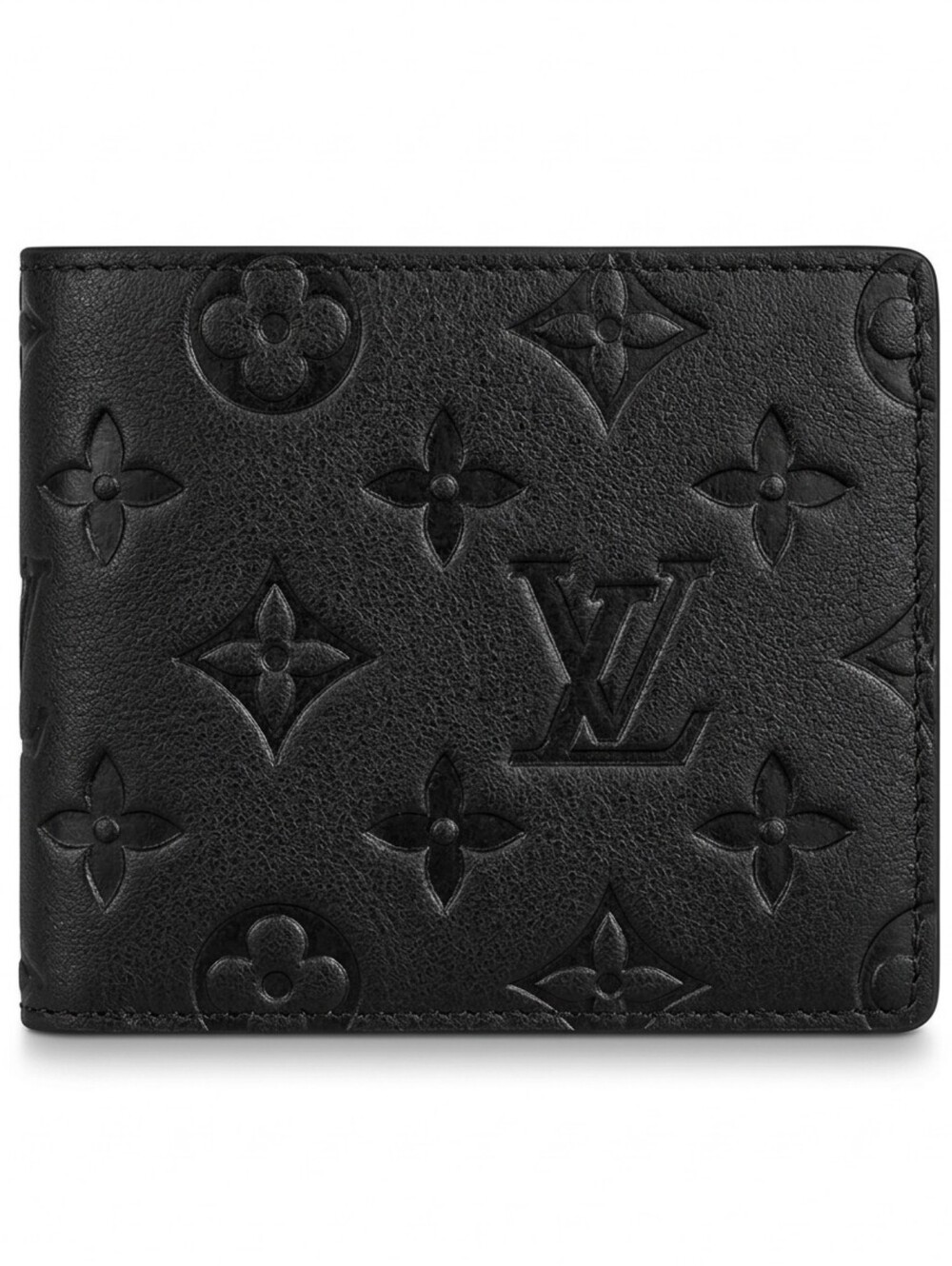 Men's Black Embossed Monogram Bi-Fold Wallet w/Box + Dust Bag